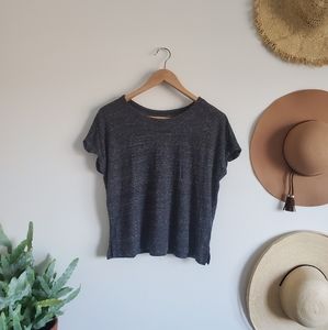 Dark Gray Short sleeved Crop Top